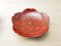 唐塗　菓子皿　桜　赤上