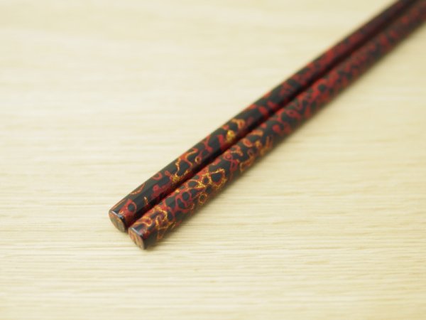 画像4: 唐塗　中箸(黒上箸上部金彩色（赤）、黒上箸上部金彩色（緑））