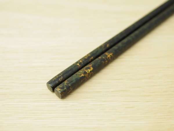 画像5: 唐塗　中箸(黒上箸上部金彩色（赤）、黒上箸上部金彩色（緑））