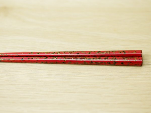 画像2: 唐塗　中箸　ピンク金彩色
