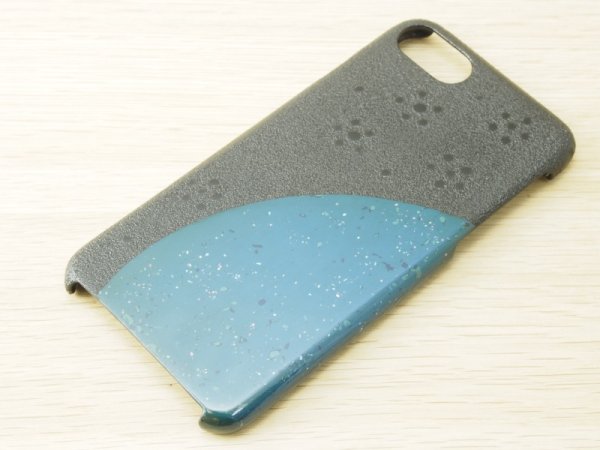 画像1: 紋紗塗と唐塗　 iPhone 7、iPhone 8 用ケース 青微塵貝入り