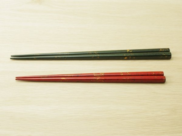 画像7: 夫婦箸セット　金彩色（青と赤、緑と赤）