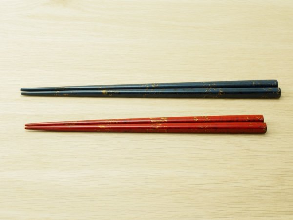 画像6: 夫婦箸セット　金彩色（青と赤、緑と赤）