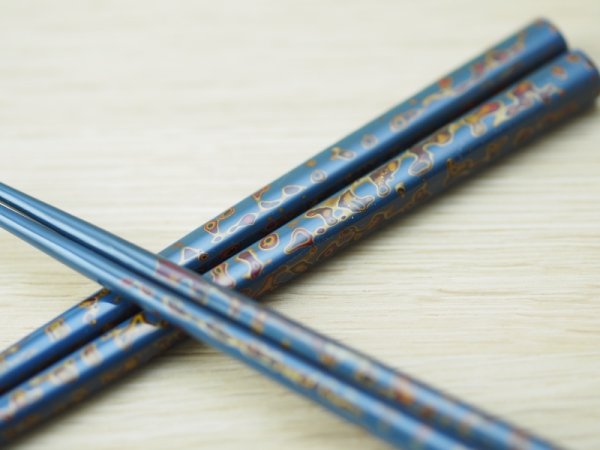 画像6: 夫婦汁椀(箸付) 紺碧・桃