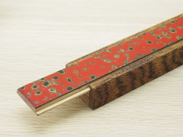 画像3: 唐塗　木製携帯箸箱赤上 (大箸用）