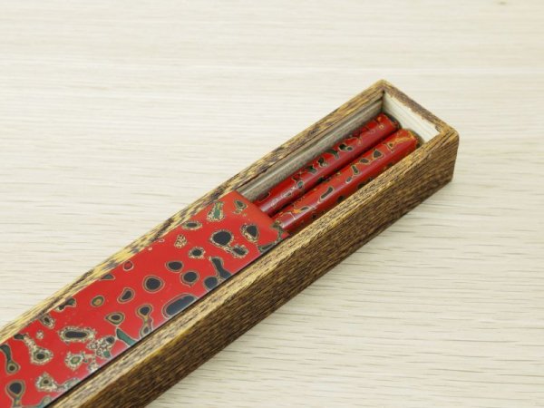 画像5: 唐塗　木製携帯箸箱赤上 (中箸用）