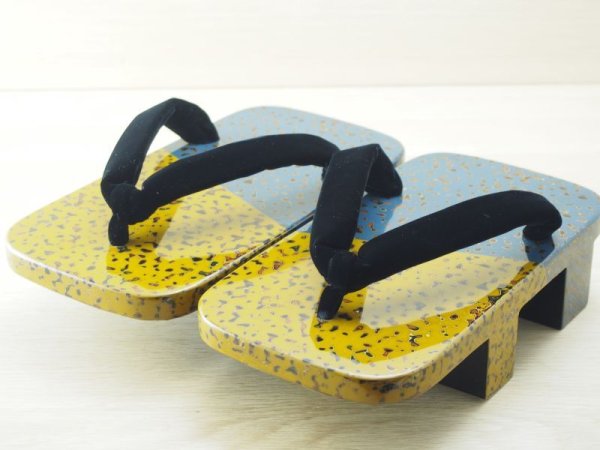 画像1: 唐塗　男下駄　塗り分け