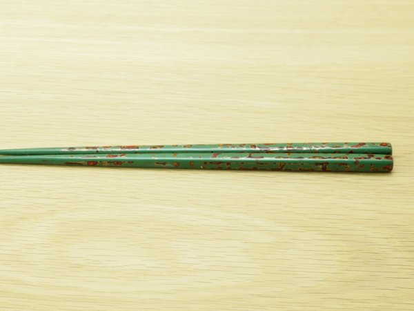 画像2: 唐塗　小箸　緑色（金彩色）
