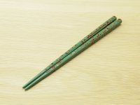 唐塗　小箸　緑色（金彩色）