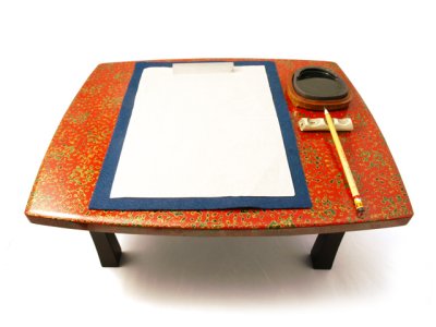 画像1: 折りたたみ式書籍座卓　赤上
