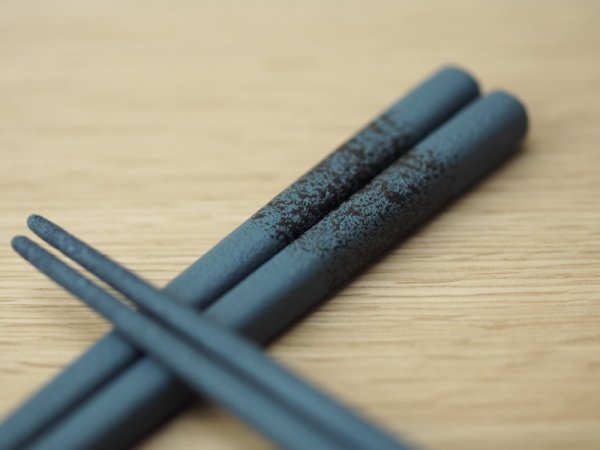 画像5: 紋紗塗　二色箸　大箸 青黒 (5)