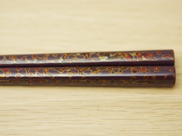 画像7: 唐塗　大箸　金彩色（紺碧、若葉、京紫） (7)