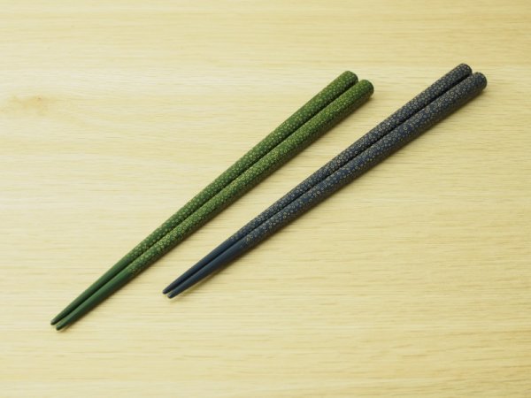 画像1: ななこ塗　中箸　白種　（緑、青） (1)