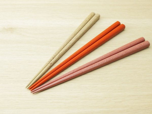 画像1: ななこ塗　中箸　（白、オレンジ、ピンク） (1)