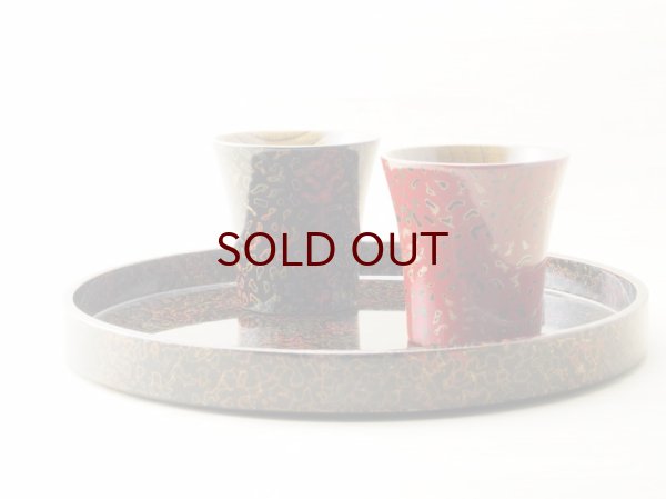 画像2: 唐塗　8寸5分丸盆　呂上 (2)