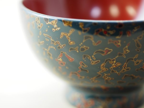 画像4: 夫婦汁椀(箸付) 紺碧・桃 (4)