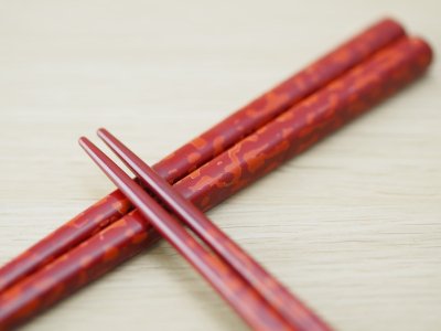 画像1: 唐塗　中箸 (赤、青、桃色）