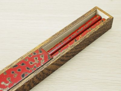 画像3: 唐塗　木製携帯箸箱赤上 (大箸用）