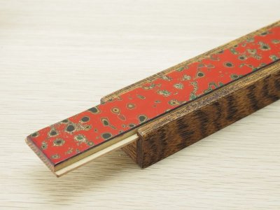 画像2: 唐塗　木製携帯箸箱赤上 (大箸用）