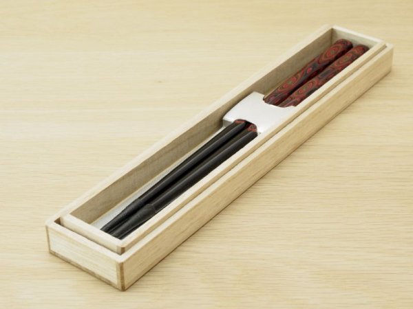 画像3: 変わり塗箸 大箸 堆漆(桐箱付き) (3)