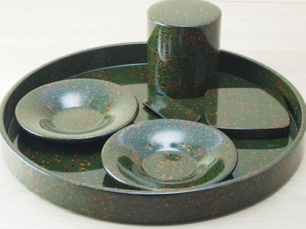 画像3: 唐塗 茶櫃セット 緑上 (3)