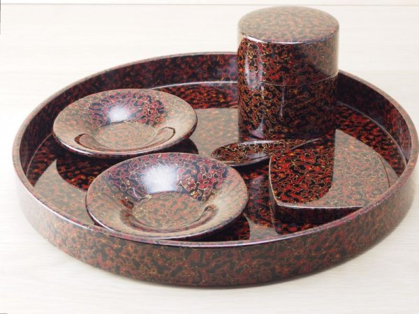 画像3: 唐塗 茶櫃セット 黒上赤彩色 (3)