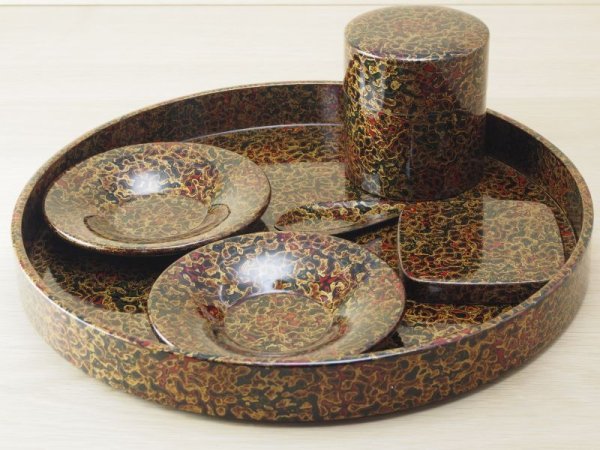 画像3: 唐塗 茶櫃セット 梨地 (3)