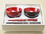 浄法寺塗り御夫婦椀　大清造りと御夫婦箸セット お椀とお箸のセット - 津軽塗専門店 恵比須屋
