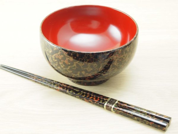 画像2: 夫婦汁椀 布袋椀(箸付)  (2)