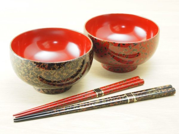 画像3: 夫婦汁椀 布袋椀(箸付)  (3)