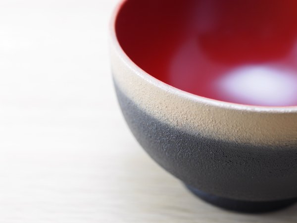 画像6: 夫婦汁椀（箸付）　紋紗塗　二色塗り分け (6)