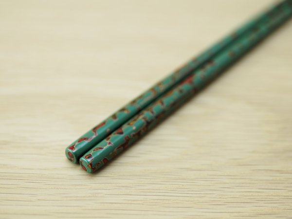 画像3: 唐塗　小箸　緑色（金彩色） (3)