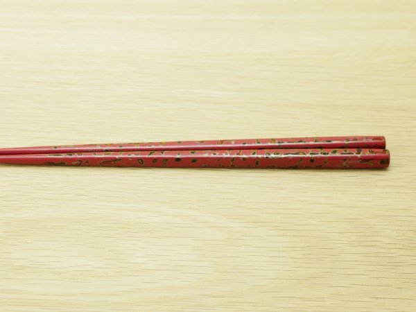 画像2: 唐塗　小箸　桃色（金彩色） (2)