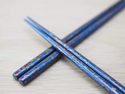 画像2: 唐塗　小箸　青（金彩色）