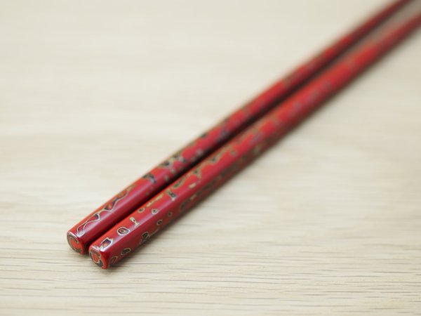 画像3: 唐塗　小箸　赤（金彩色） (3)