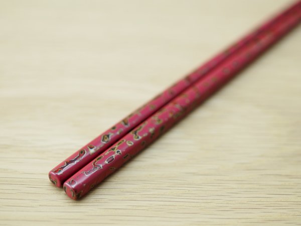 画像3: 唐塗　小箸　桃色（金彩色） (3)