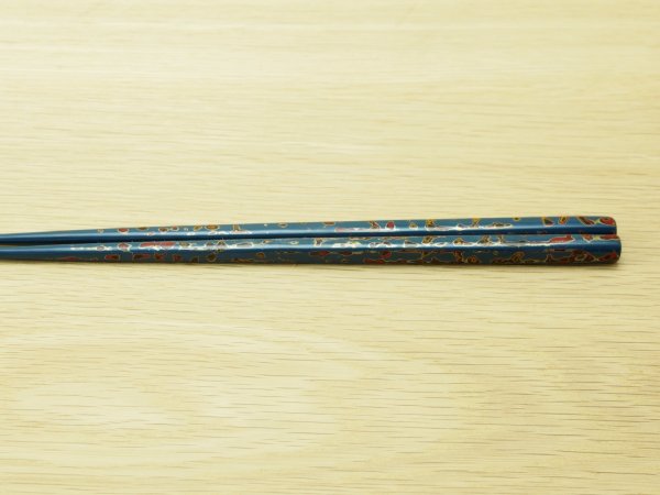 画像2: 唐塗　小箸　青（金彩色） (2)