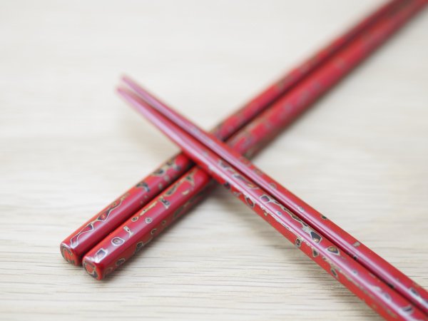 画像4: 唐塗　小箸　赤（金彩色） (4)