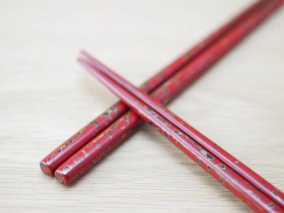 画像2: 唐塗　小箸　赤（金彩色）