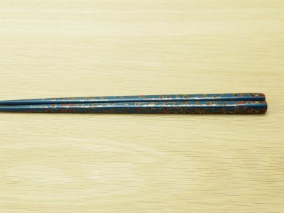 画像1: 唐塗　小箸　青（金彩色）