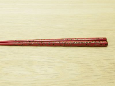 画像1: 唐塗　小箸　桃色（金彩色）