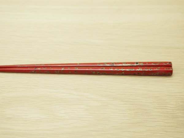 画像2: 唐塗　小箸　赤（金彩色） (2)